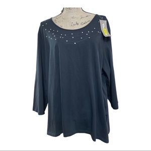 Plus size TanJay long sleeve studded shirt